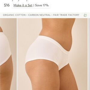 PACT QTY 2, Women's White Organic Cotton White boy short undies